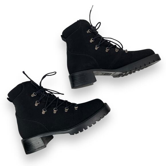 Vintage STUART WEITZMAN black lace up chunky block heel combat boots - Picture 10 of 16